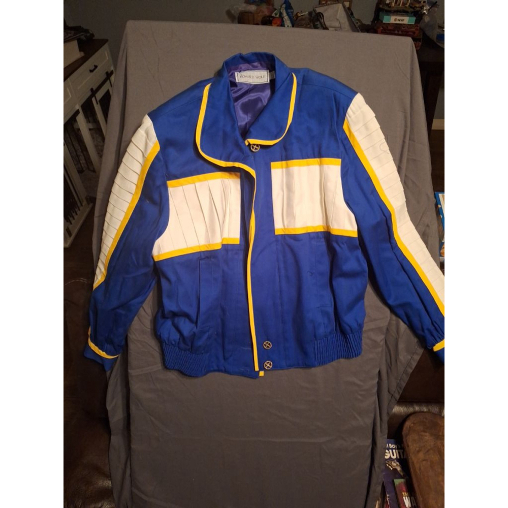 Howard Wolf Lined Blue and Yellow Jacket with Pleat Design